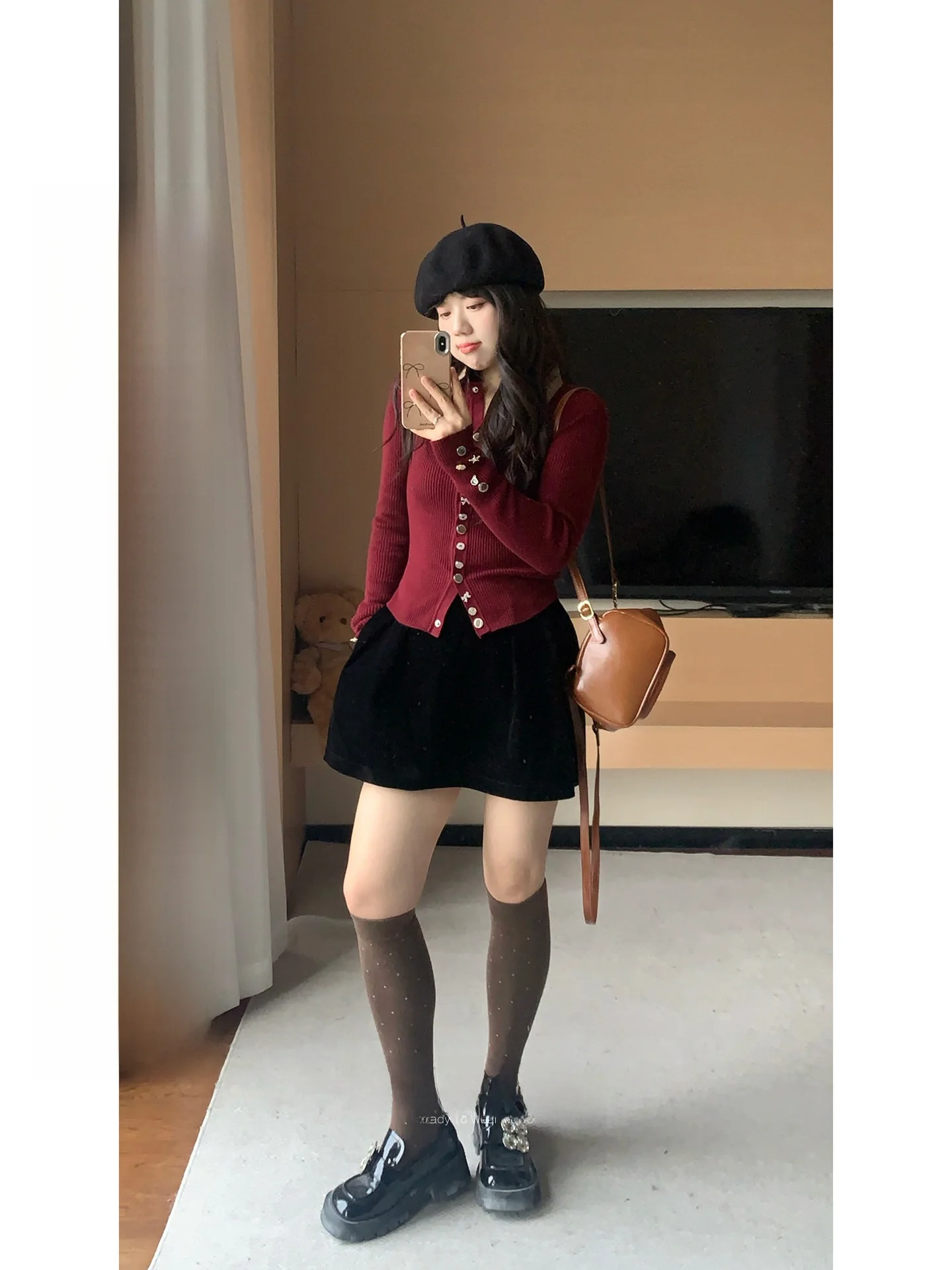 

High Waist A-Line Skirt Ele Versatile Sle plus Size Women's Faion Spring Season Bla Truffle Pattern