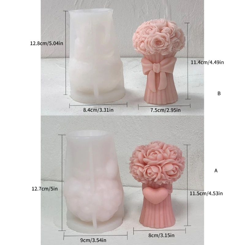 1Piece 3D Rose Bouquet Silicone Mold Home Decorative 3D Rose Bouquet Silicone Mold for Creative Drop shipping