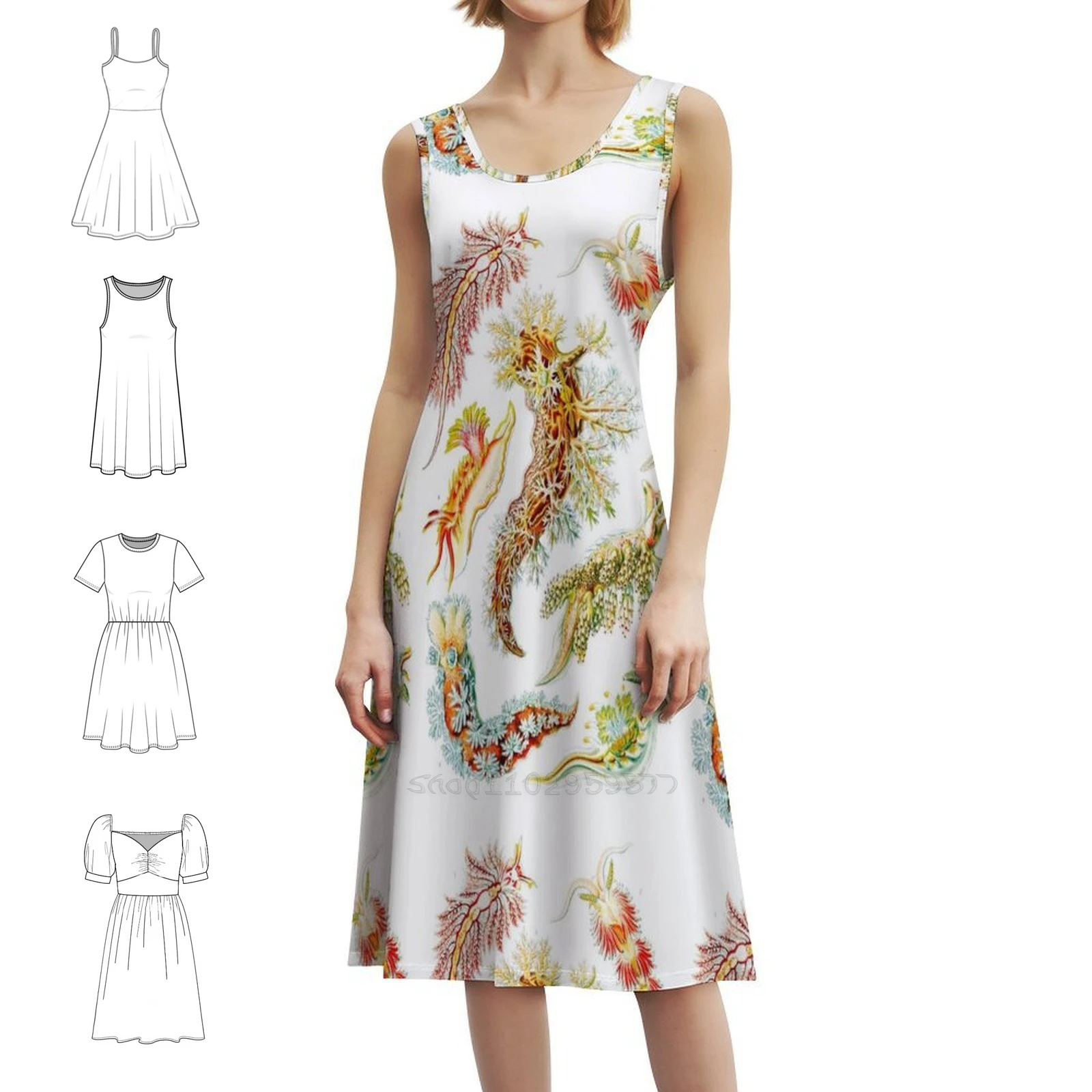 

Nudibranchia–Nacktkiemen-Opalescent Nudibranch Ernst богемное платье без рукавов для женщин с принтом пляжные вечерние платья море