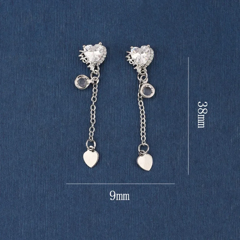 5Pcs New Japanese Nail Art Bow Zircon Pendant High Color Retention Heart Diamond Nail Decoration