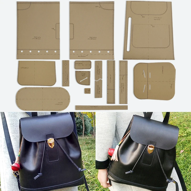 YOMDID 15PCS Umhängetasche Rucksack Herstellung Kraft Vorlage DIY Schultasche Handgemachte Kraft Schablone Leder Formen Leder Werkzeuge