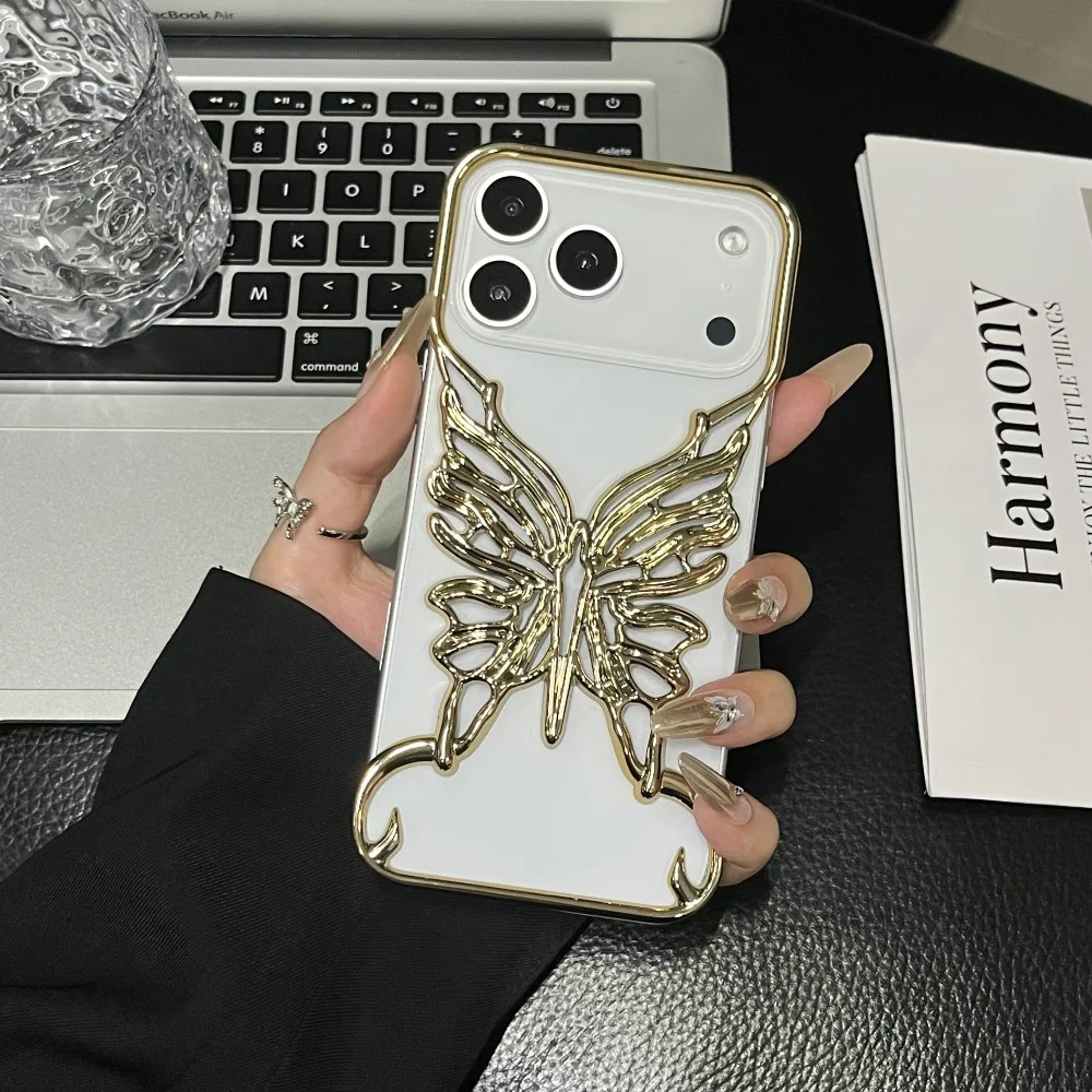 Handyhülle mit hohlem Schmetterlingsmuster, für iPhone 17, Air 16, 15, 14, 13, 12, Pro Max Plus, stoßfeste, harte Abdeckung, Wärmeableitung