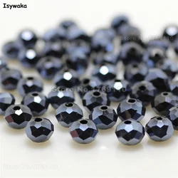 Isywaka Ink Blue  Color 4*6mm 50pcs Rondelle  Austria faceted Crystal Glass Beads Loose Spacer Round Beads for Jewelry Making