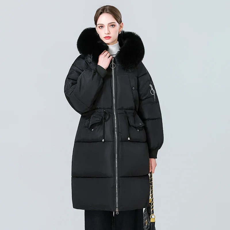 Women's Winter Jacket Hooded Long Faux Fur Collar Thick Warm Loose Plus Size Padded Coats Trendy Fashion Classic Soft New Parkas
