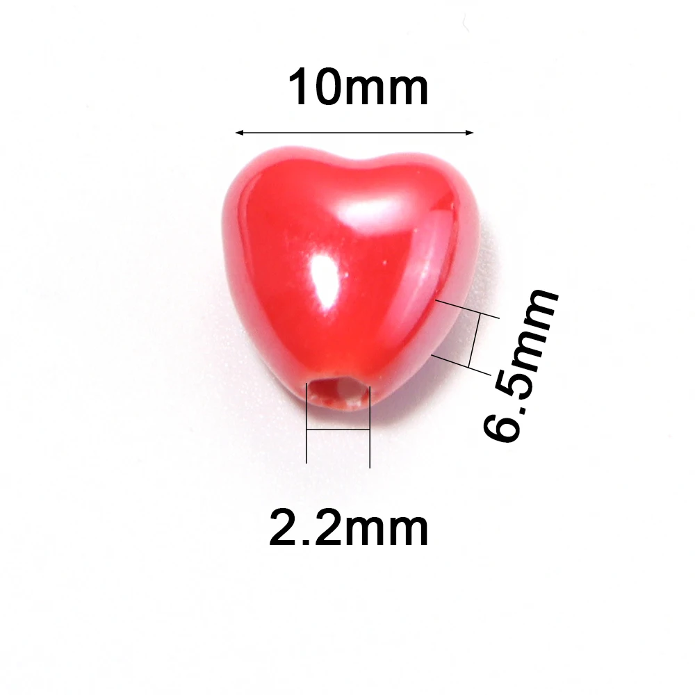 10 Stück 10 mm bunte herzförmige Keramikperlen aus Porzellan, lose Abstandsperlen für die Schmuckherstellung, DIY-Armband, Schlüsselanhänger, Zubehör – Detail 1