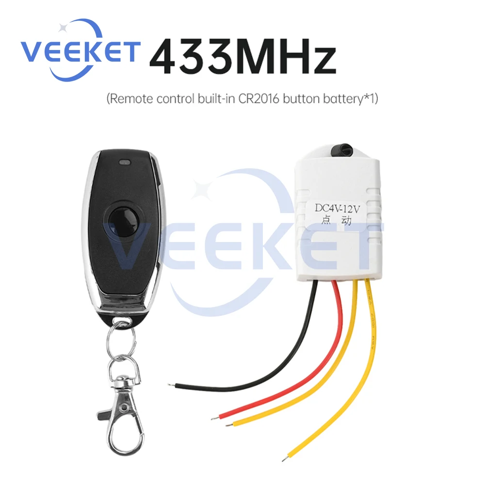 DC 4-12V Wide Voltage Wireless Remote Control Switch Access Control Relay Switch Transceiver 315MHZ/433MHZ