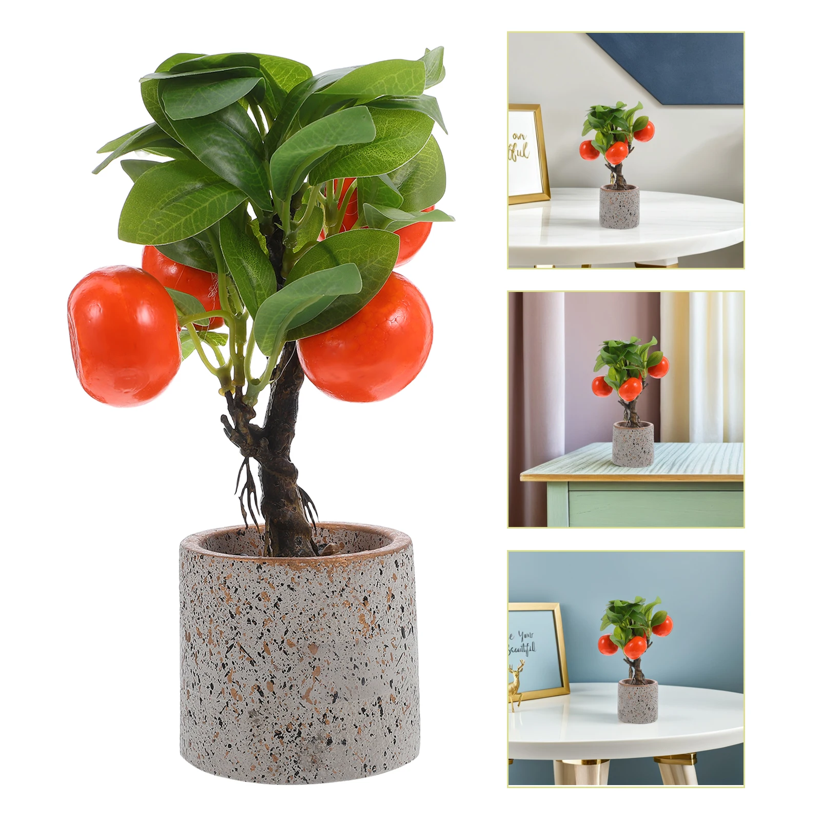

Realistic Artificial Orange Bonsai Tree Mini Faux Kumquat Plant Small Potted Decorative Greenery For Office Desk Home Indoor