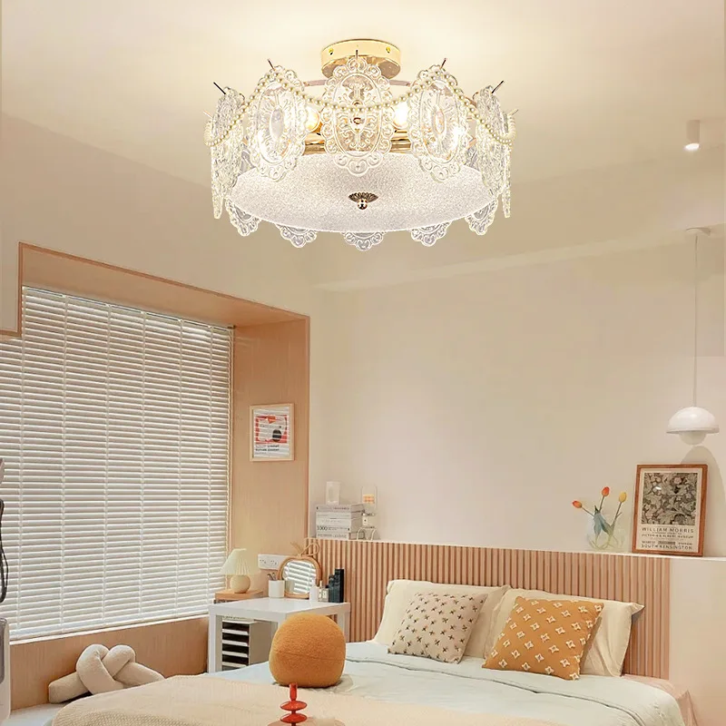 

French Cream Style Ceiling Lamp Household Cozy Room Bedroom Light Trending Creative Restaurant Led Lamp