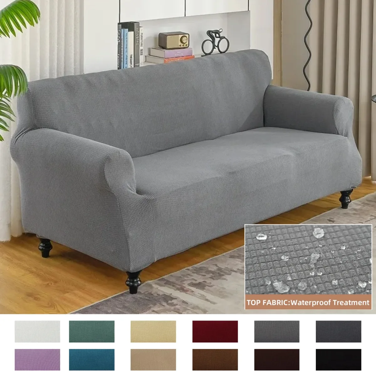 

1 PC - Waterproof Elastic Sofa Cover Corn Velvet Adjustable Stretch Slipcovers Corner Couch Covers 1/2/3/4 Seater L Shape 소파 덮개