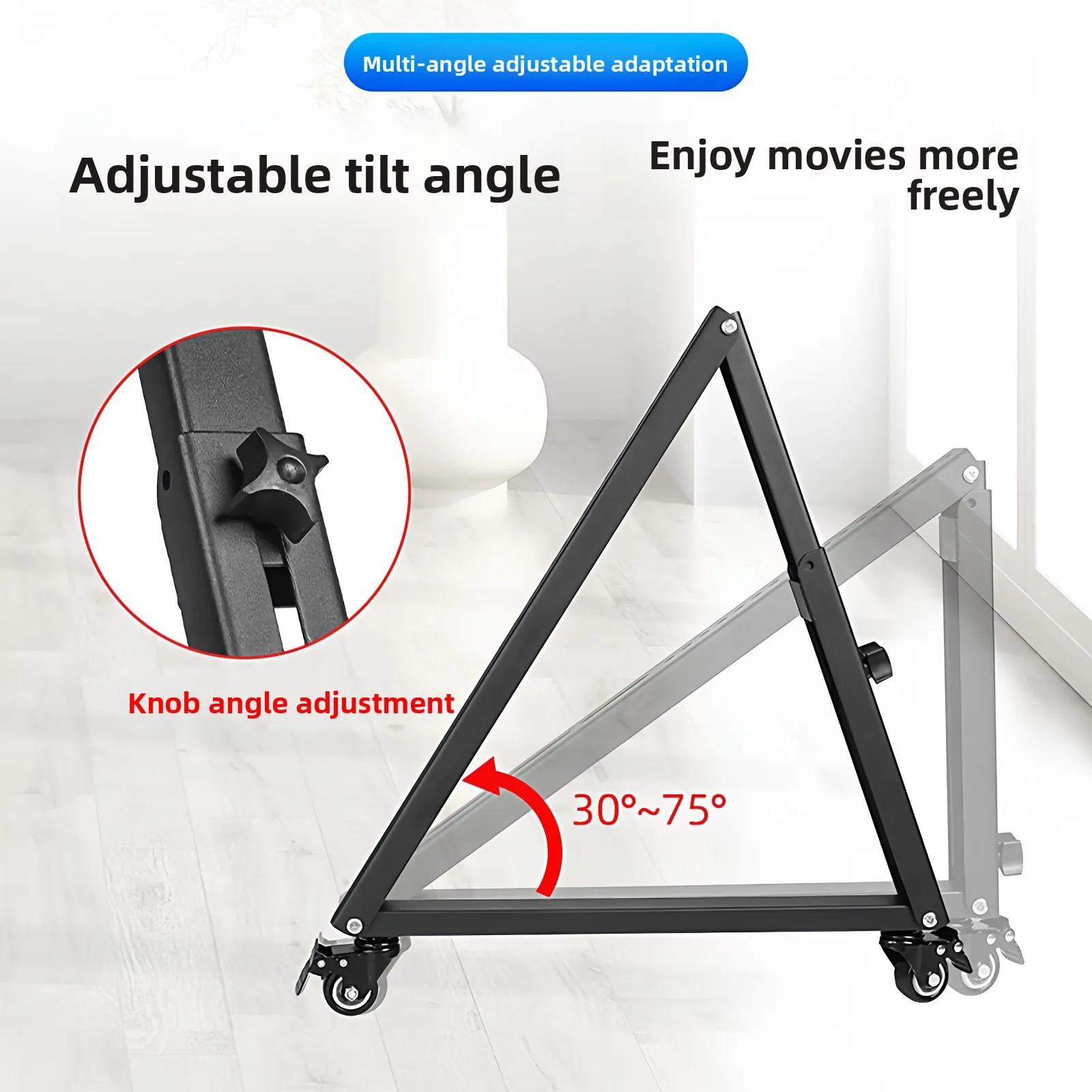 Mobile Rolling TV Cart with Wheels Adjustable Tilt Stand for 32-65 Inch Flat Curved LED LCD TVs One Pair
