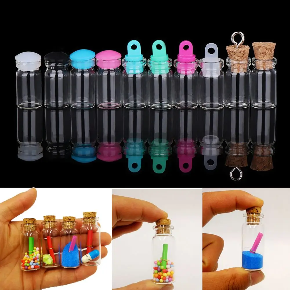 10 Styles Rainbow Wishing Bottles Home Decor Message Vials Ornaments Glass Jars Decoration Small Drift Bottle DIY Containers