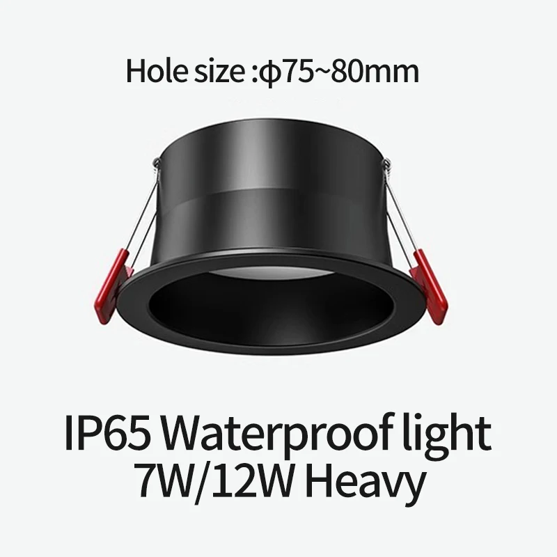 IP65 waterproof downlight 【holesize75-80mm】 kitchen bathroom toilet eaves LED ceiling light spotlight 220V 7W12W