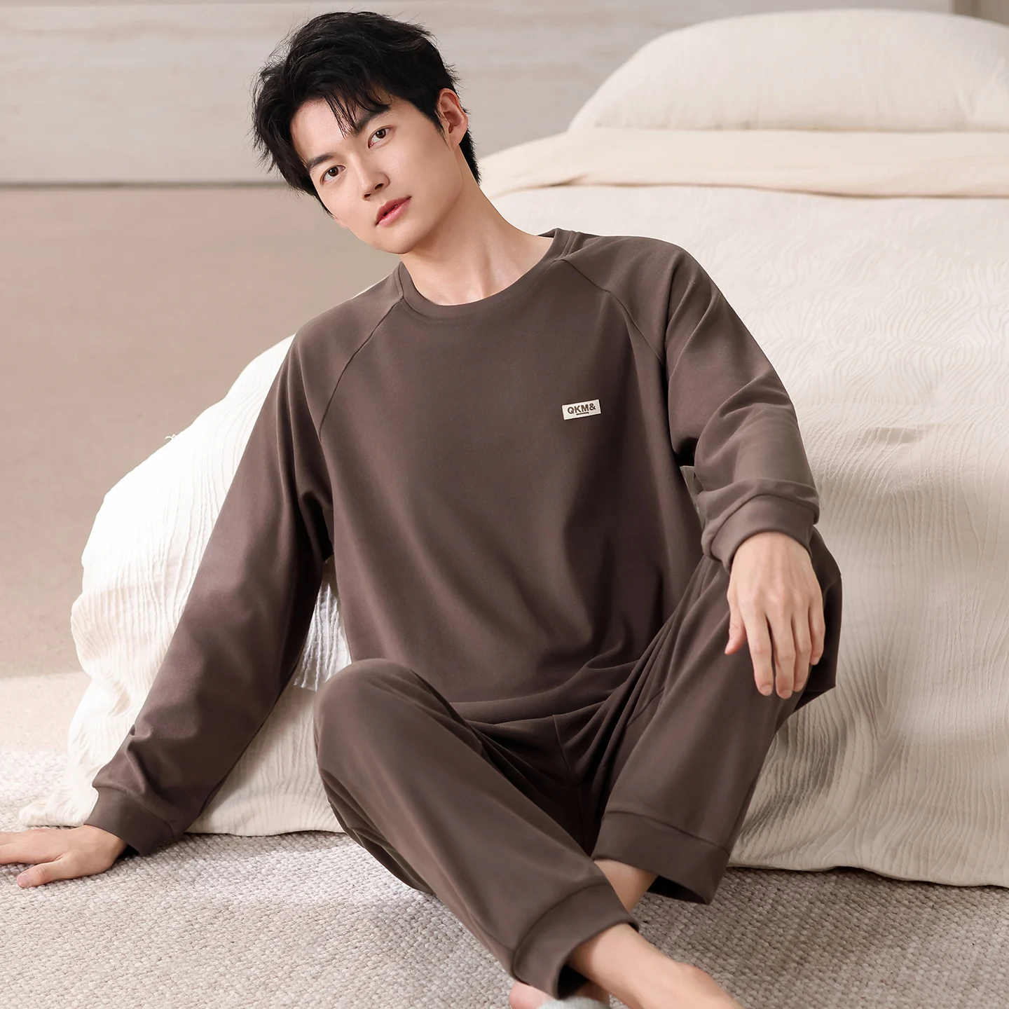 جديد الرجال منامة الدفء رقيقة المخملية طويلة الأكمام منامة مجموعة الخريف بسيطة ملابس خاصة غير رسمية Homewear دعوى بيجامات Hombre L-4XL #1