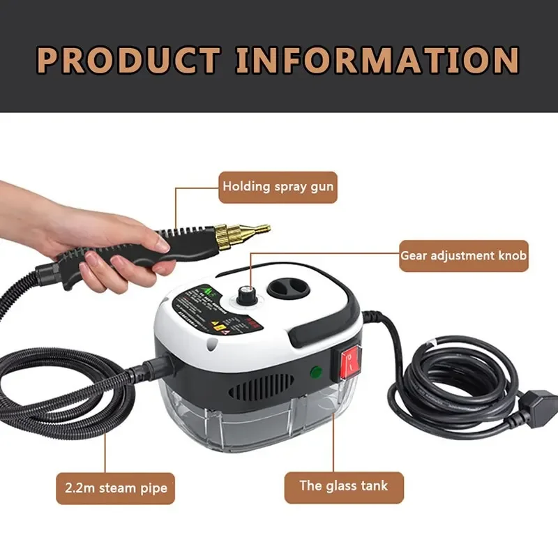 2500W 220V High Pressure High Temperature Household Handheld Steam Cleaner Air Conditioner Kitchen Car SteamCleaner