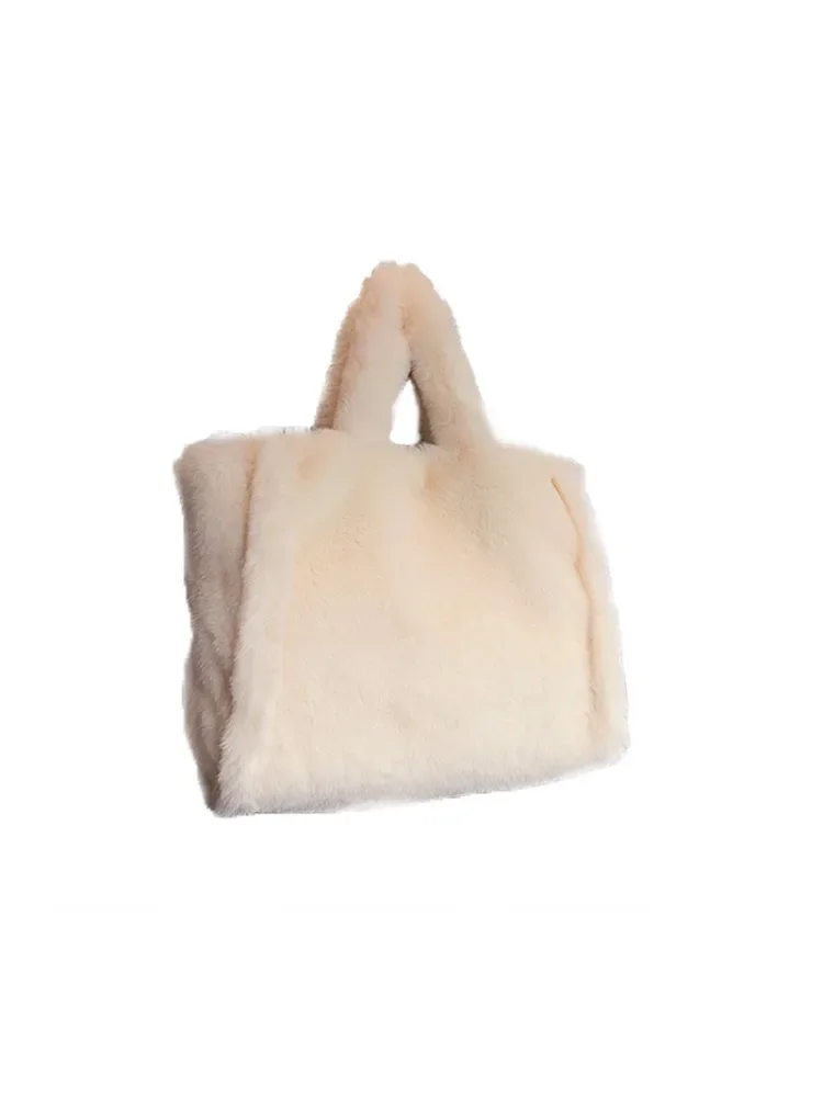 Winter Fashion Women's Furry Tote Handbags Large Capacity Commuter Ladies Faux Fur Shoulder Bag Soft Plush Female Crossbody Bags
