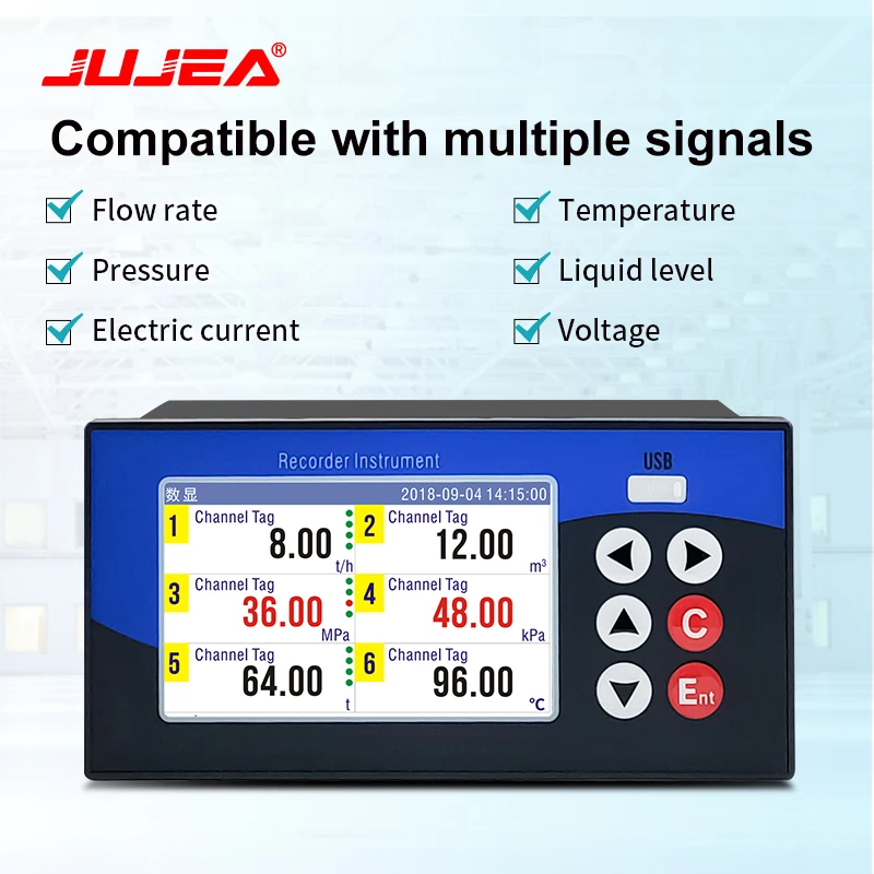 6 Channels Data Logger Temperature And Humidity Flow Current Voltage Record RS485 Signal Output