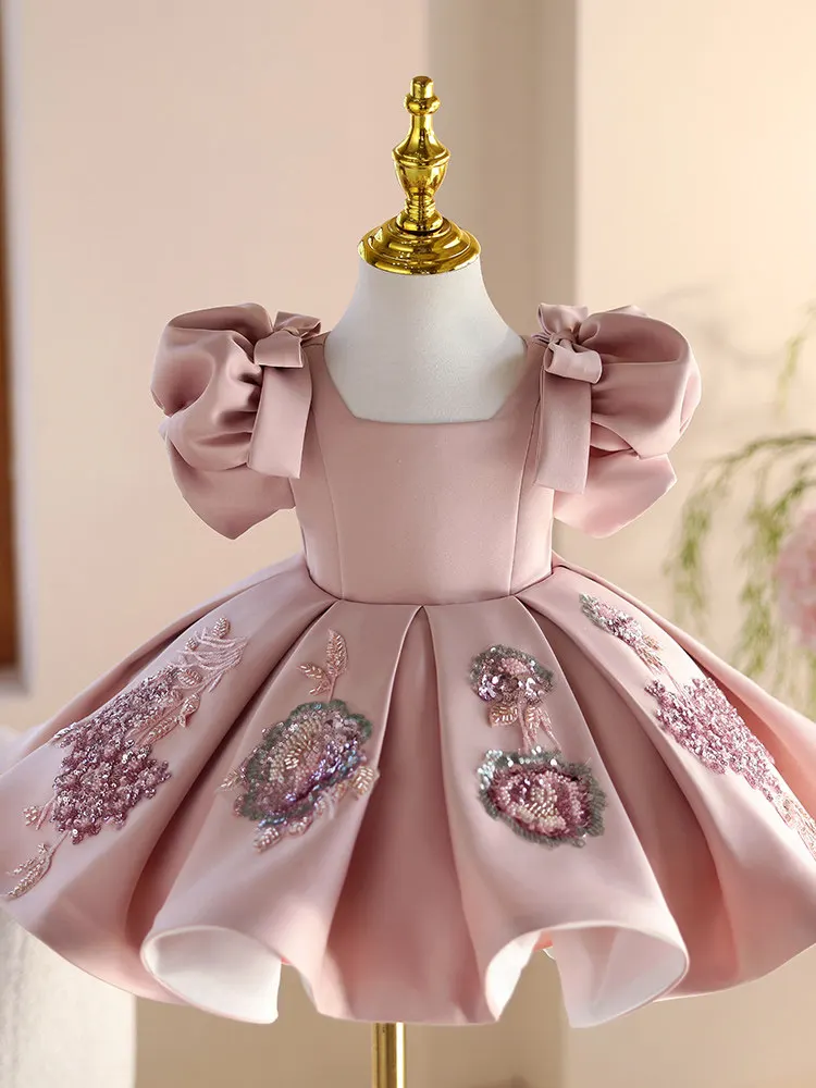 Custom Girl's High-end Dress Little Host Piano Show Dress Birthday Party Dress Flower Girl Princess Dress