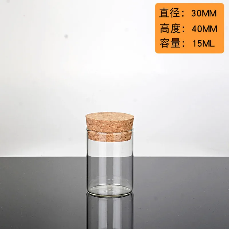 100pcs 30x40mm 15ml Clear Mini Glass Test Tube with Cork Stopper Message Bottles Jars Vials Gift Art DIY Crafts