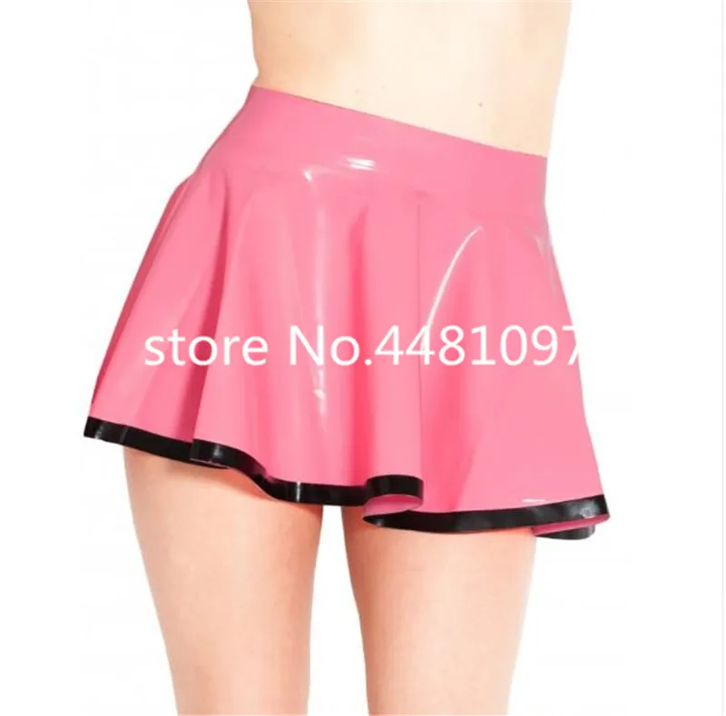 

Latex Skating Skirt Short Skirt for Girls Latex Rubber Pink Dress MINI SKIRT School Girl Costume