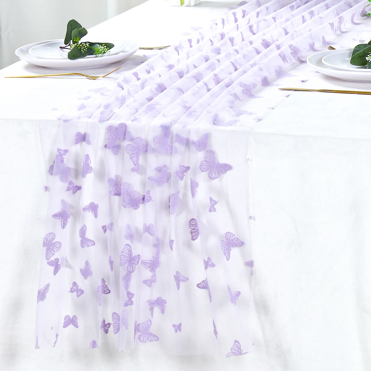 180x70cm Butterfly Theme Birthday Table Runner Butterfly Birthday Decor Mesh Table Runner Baby Shower Butterfly Party Supplies