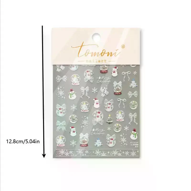 お祭りの雪だるまと白い雪の結晶玉ネイルアートステッカー