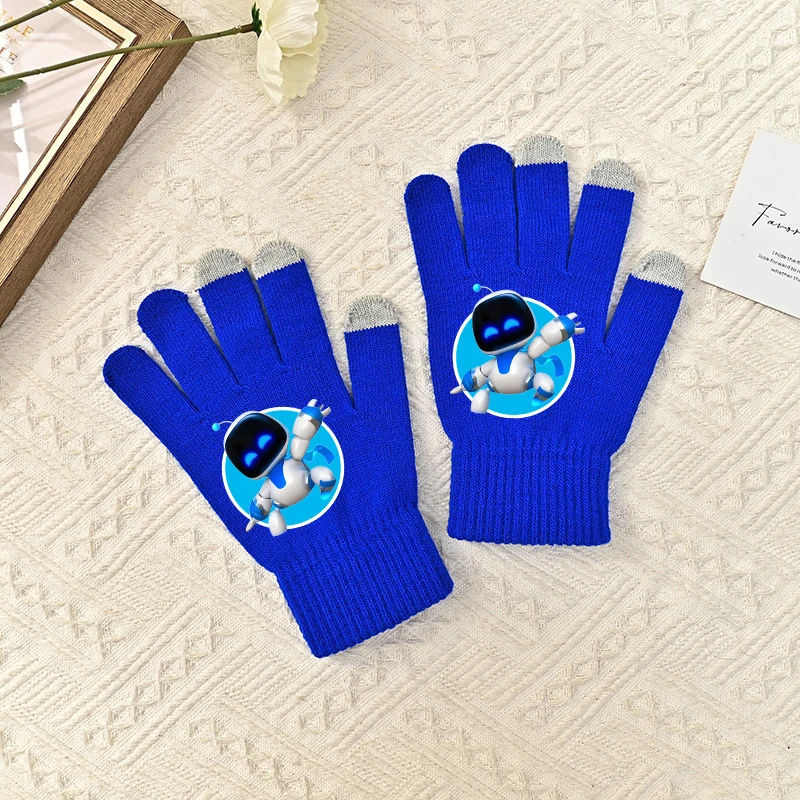 Game Astro Bot Five Finger Gloves Fashion Anime Warmth Knit Print Glove Cute Cartoon Touchable Screen Birthday Party Kawaii Gift