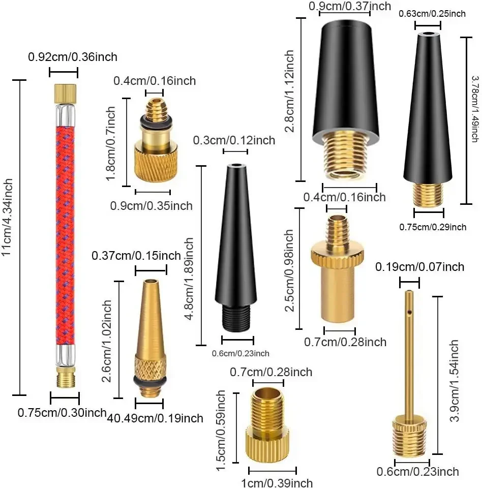 21/30 Stück Fahrrad-Reifenfüller, Nadel- und Luftschlauch-Adapter-Set – Pumpenanschlüsse für Fahrradreparatur und Basketballventile – Detail 5