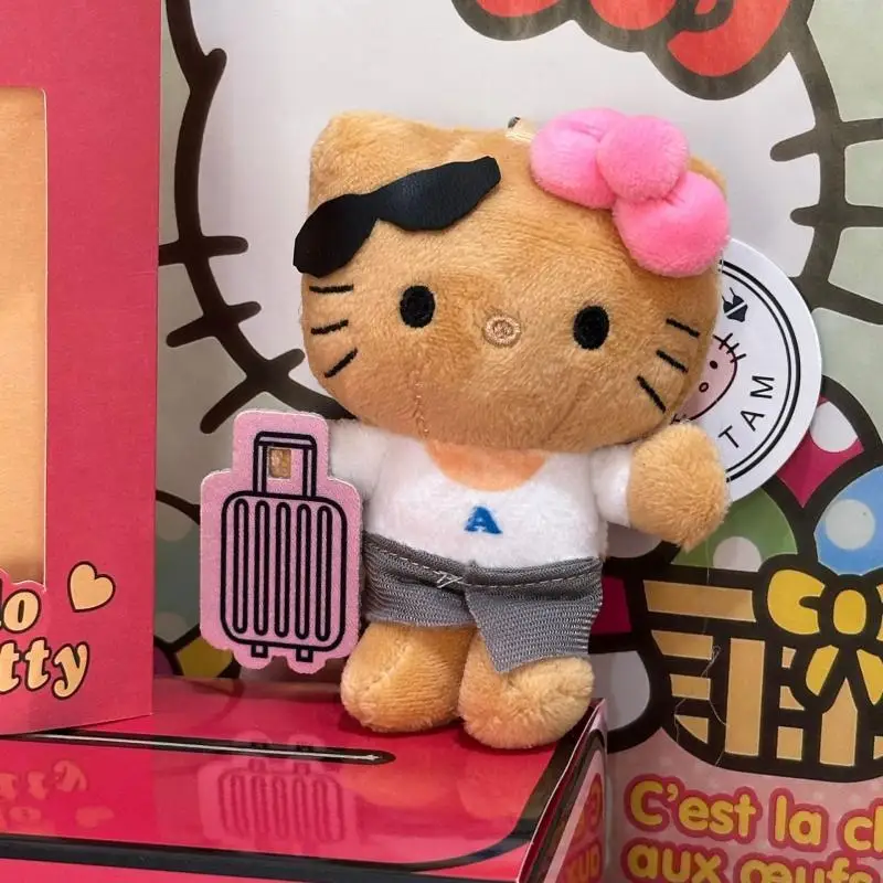 Kawaii Sanrio Pelle Nera Hello Kitty Bagagli Peluche Portachiavi Periferiche Del Fumetto Farcito Bambola Ragazza Compleanno Regalo Creativo