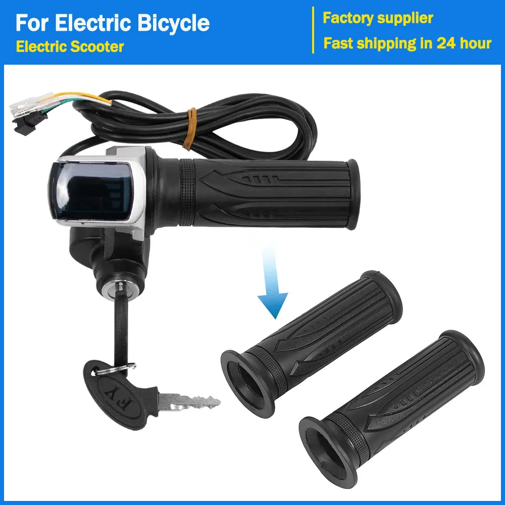 36V 48V 60V Gaslenker-Geschwindigkeitsregler mit LCD-Display E-Bike-Beschleuniger-Teile mit Schlüsselschloss mit Betriebsanzeige