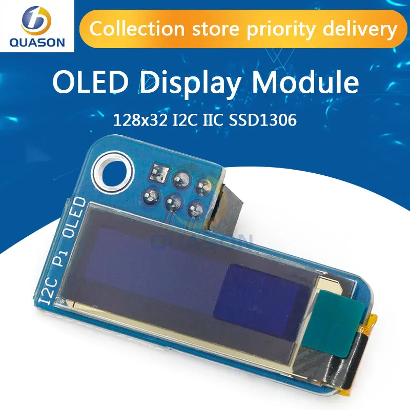 

0.91inch OLED 128x32 I2C IIC SSD1306 Blue OLED Display Module for RPI Raspberry Pi 1, B+, Pi 2, Pi 3 and Pi Zero