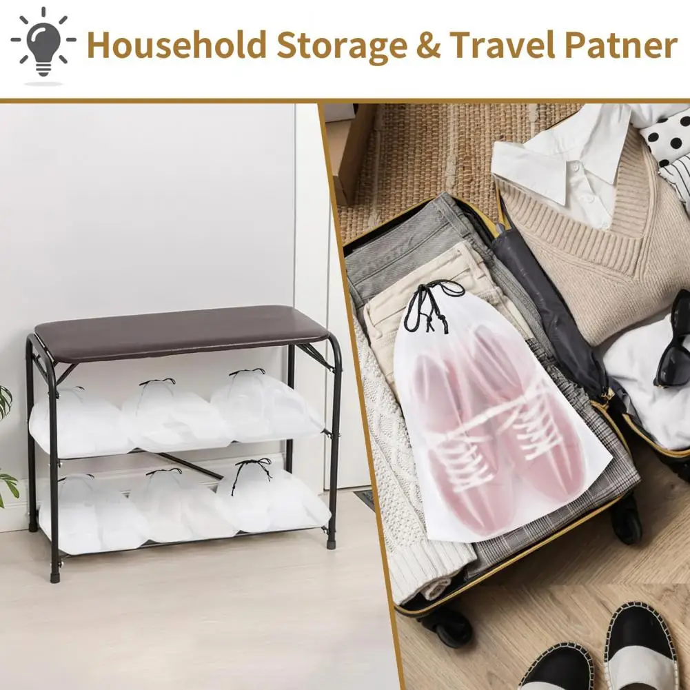 Transparent Cellophane Bags 10pcs Translucent Storage Bags Set Wear-resistant Dustproof Shoe Organizer Portable Reusable