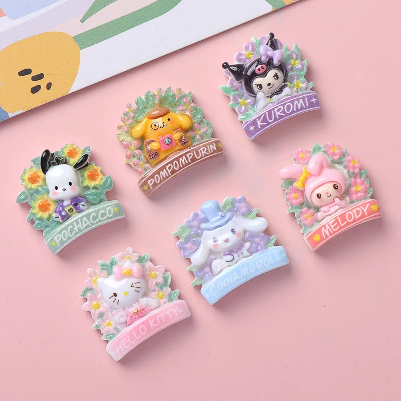 10Pcs New Mini Kawaii Cartoon Flower garland animal Series Flat Bottom Scrapbook  DIY Jewelry Making Hairwear Accessorie A32