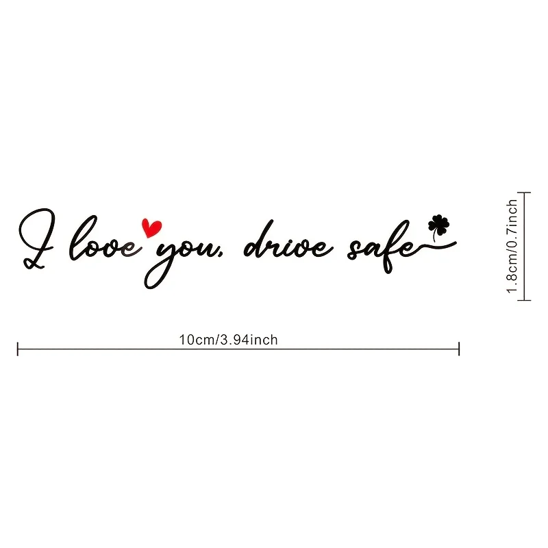 1PC Love You Drive Safe Mirror Sticker Heart Shape Vinyl Decal Car Safety Warning Rearview Mirror Decor