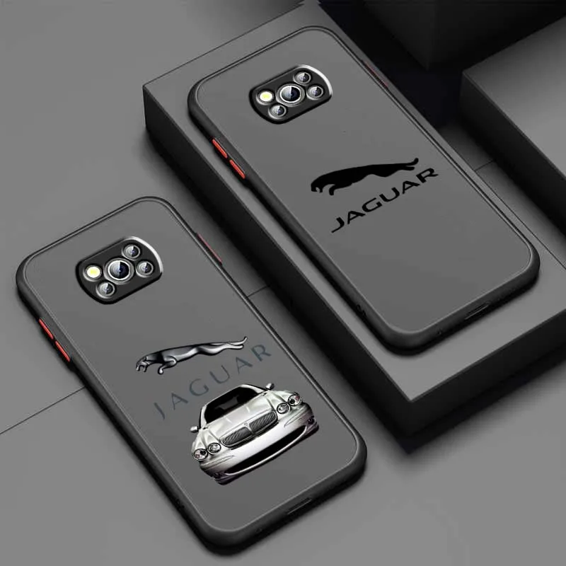 J-Jaguar Car Luxury Logo Cool For Xiaomi Poco X6 X5 X4 X3 M6 M5s M5 M4 M3 F6 F5 F4 F3 GT Pro 5G Frosted Translucent Phone Case