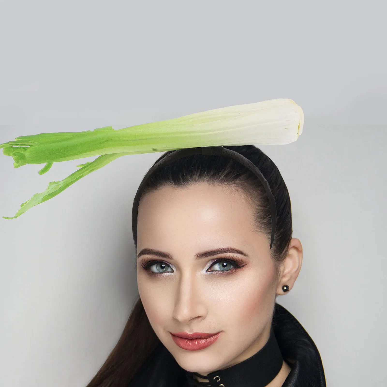 

Realistic Celery Hair Hoop Headband Party Favors Birthday Costume Accessories Funny Vegetable Photo Props Halloween Cosplay