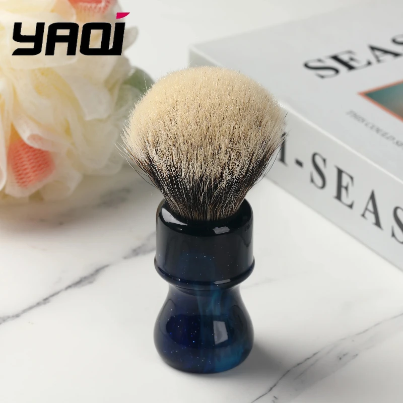 2026-yaqi-メンズシェービングブラシ-24mm-ミステリアススペースカラーハンドル-ツーバンド-バジャー毛-ノットタイプ-顔のグルーミング用