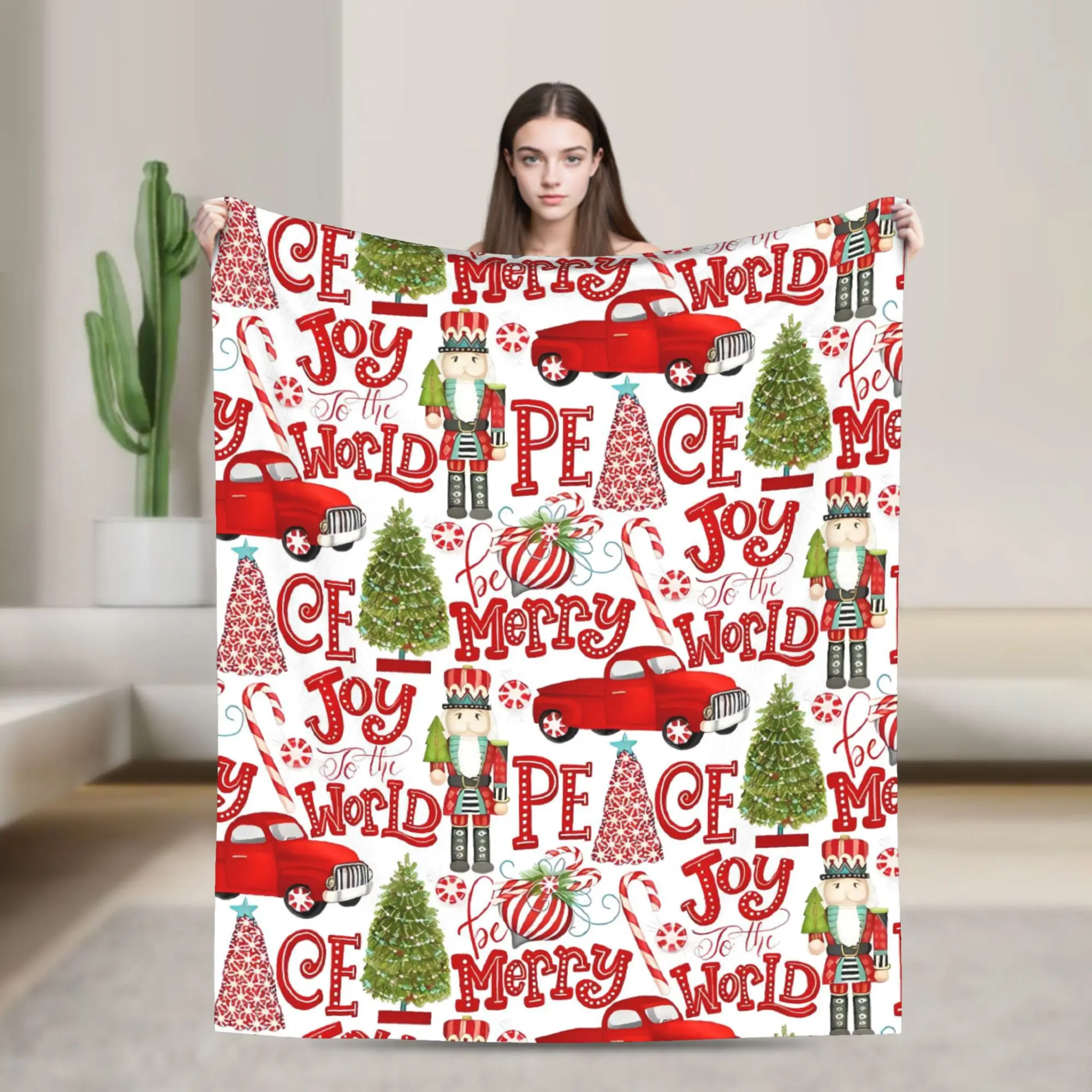 Christmas Blanket  Warm Soft Street Trend Plush Bedding Throws For Outdoor Picnic Flannel Bedspread Bed Cover