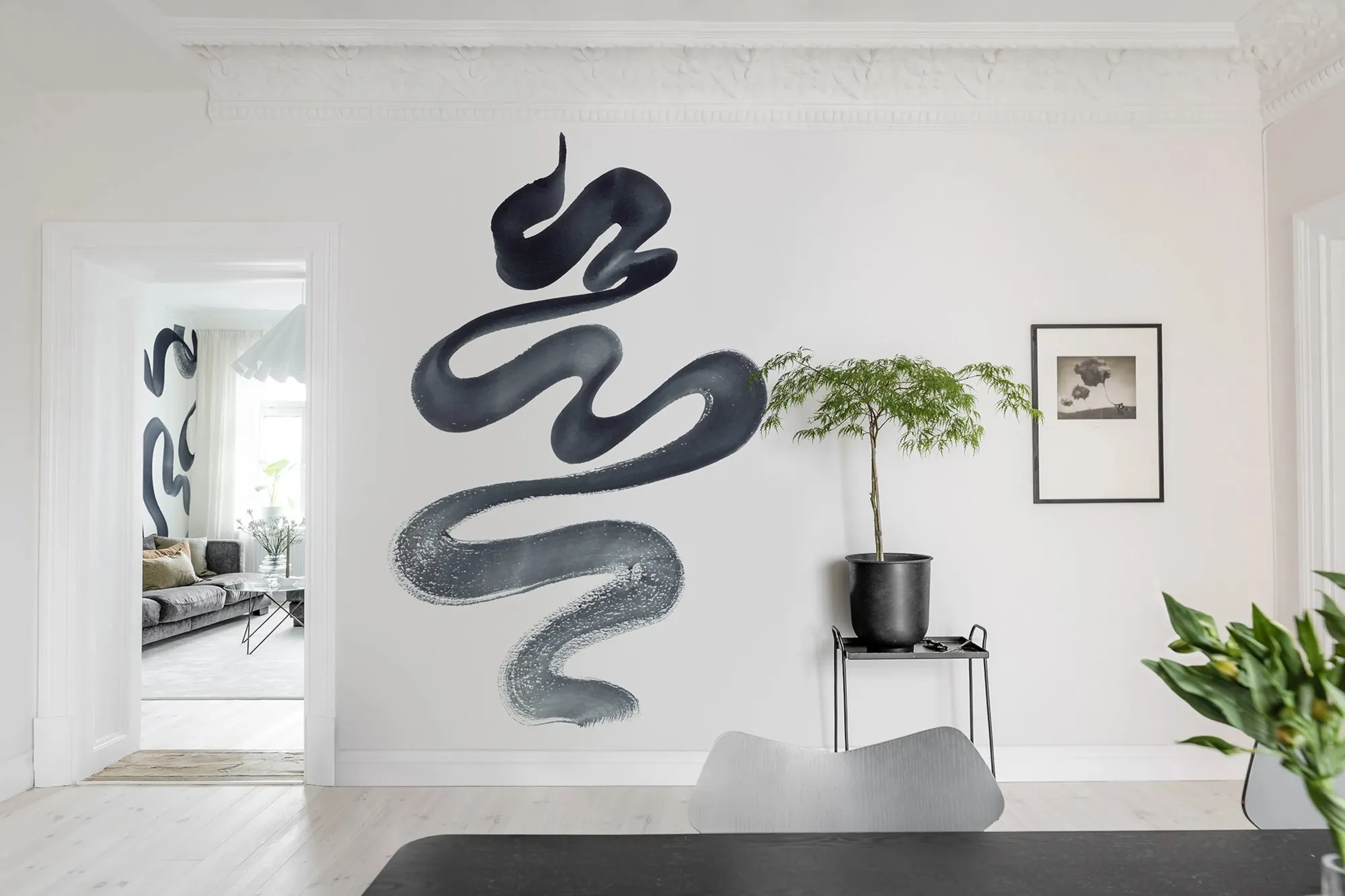 Stroke Ink Wallpaper Custom Wall Mural for Living Room