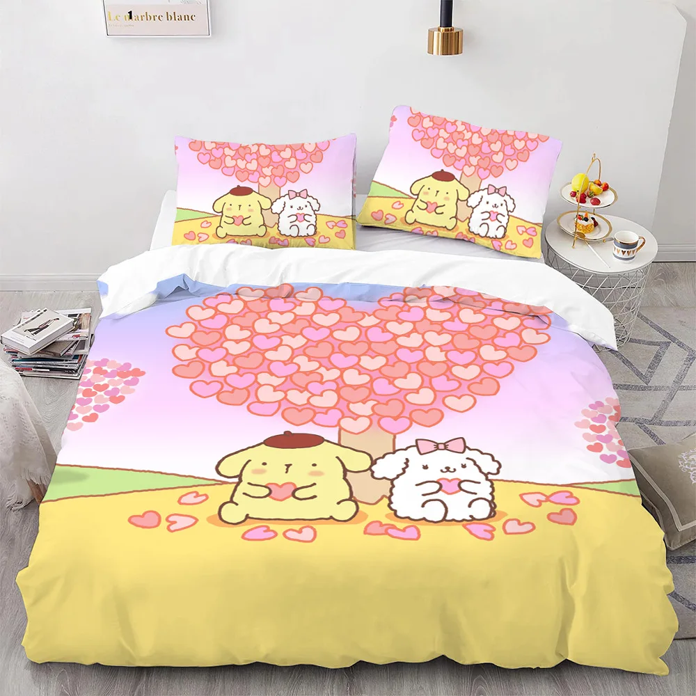 Pom Pom Purin Bedding Sets Comforter Quilt Bed Cover Duvet Cover Pillow Case 2-3 Pieces Sets Kids Adult Size Cartoon Decor