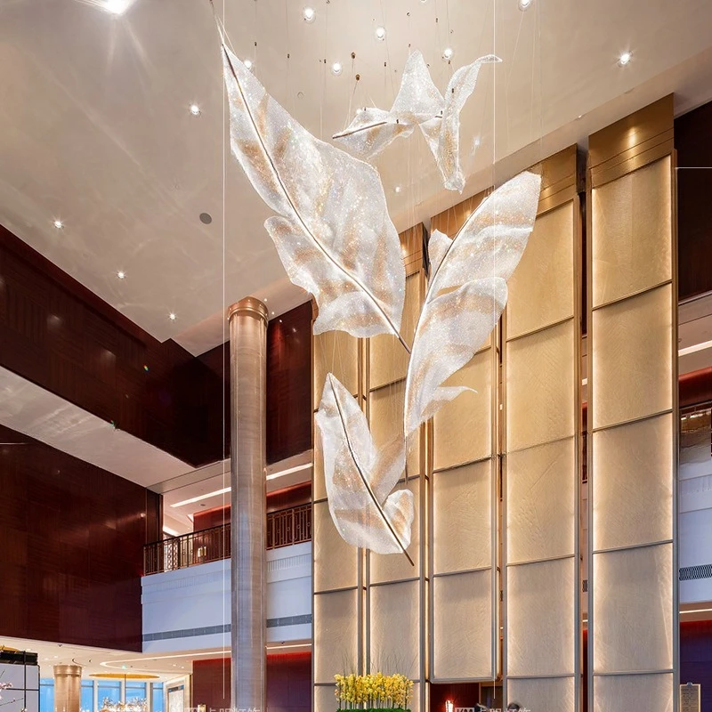 

Hotel lobby pineapple bead leaf shape crystal chandelier sales department