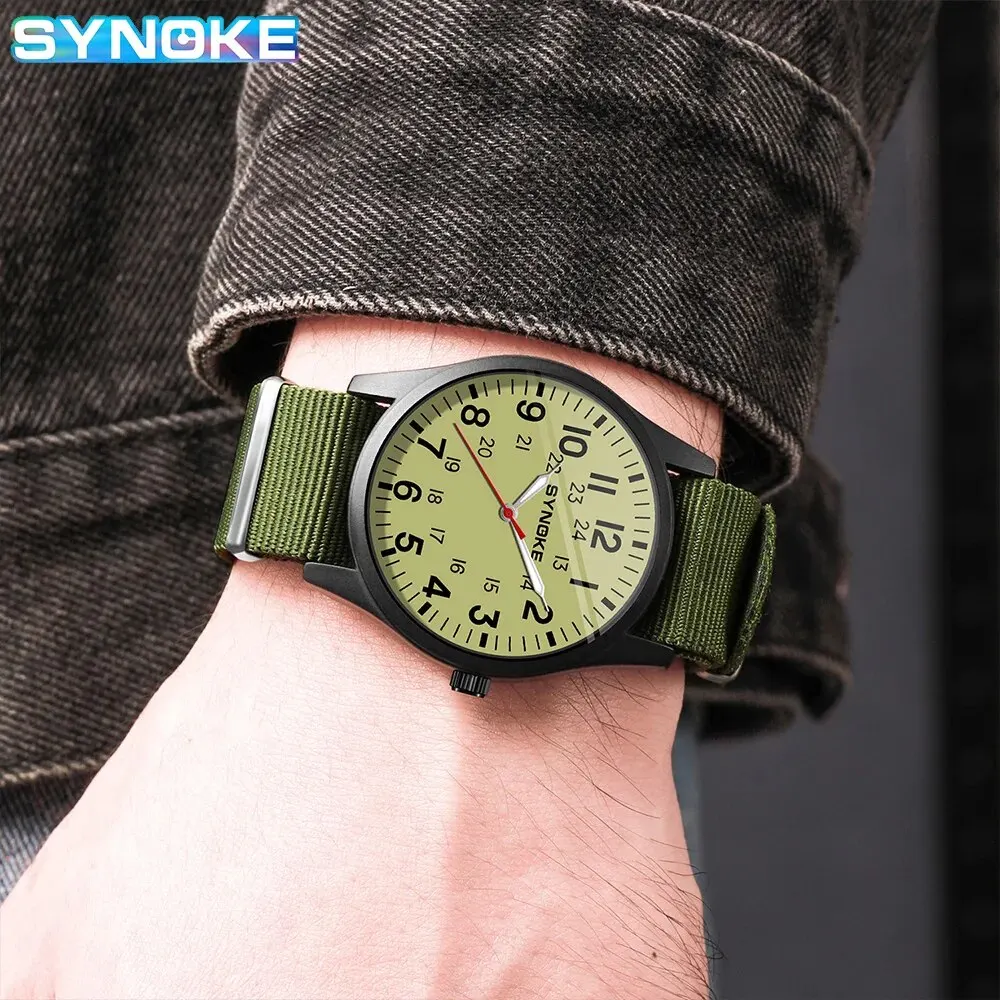 SYNOKE Men Quartz Watch Fashion Simple Business Nylon Quartz Watch For Men Watch Student Wristwatch Sports Non Mechanical