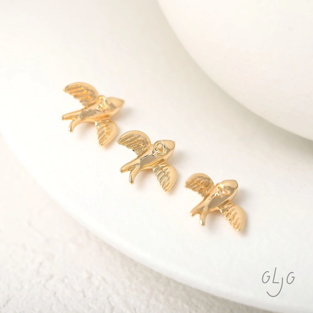 4PCS Brass 18K Gold Plated Exquisite Bird Swallow Pendant Necklace Jewelry DIY Making Supplies Material Accessories view 4