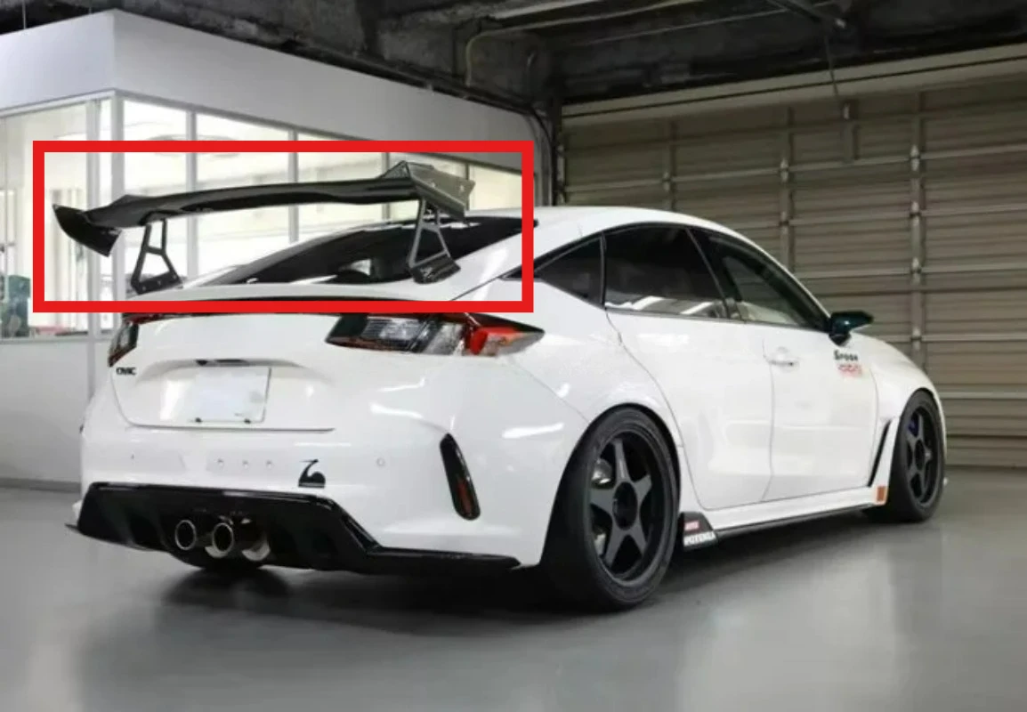 

Глянцевый спойлер FORHonda Civic R FL5 Gen 11, хэтчбек из настоящего углеродного волокна с лебединой шеей, 2023