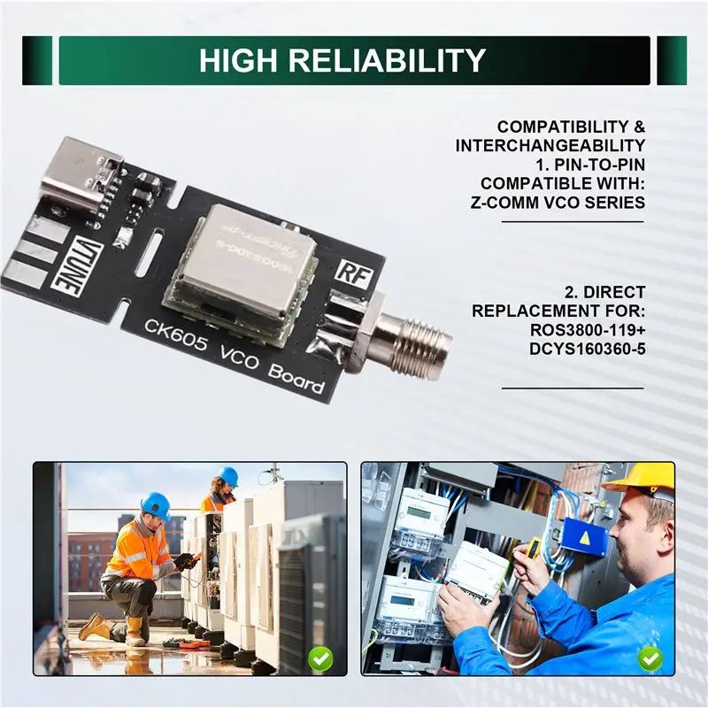 A92Z RF VCO Board 1600-3300Mhz Broadband Tunable Oscillator 0-15V Control Voltage Low Phase Noise Suitable For LTE/5G Testing