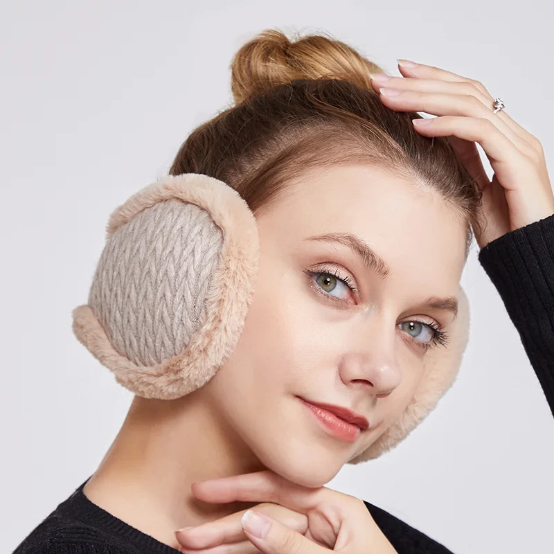 Paraorecchie caldi pieghevoli lavorati a maglia invernali, paraorecchie in peluche, scaldaorecchie twist, protezione per le orecchie posteriore unisex