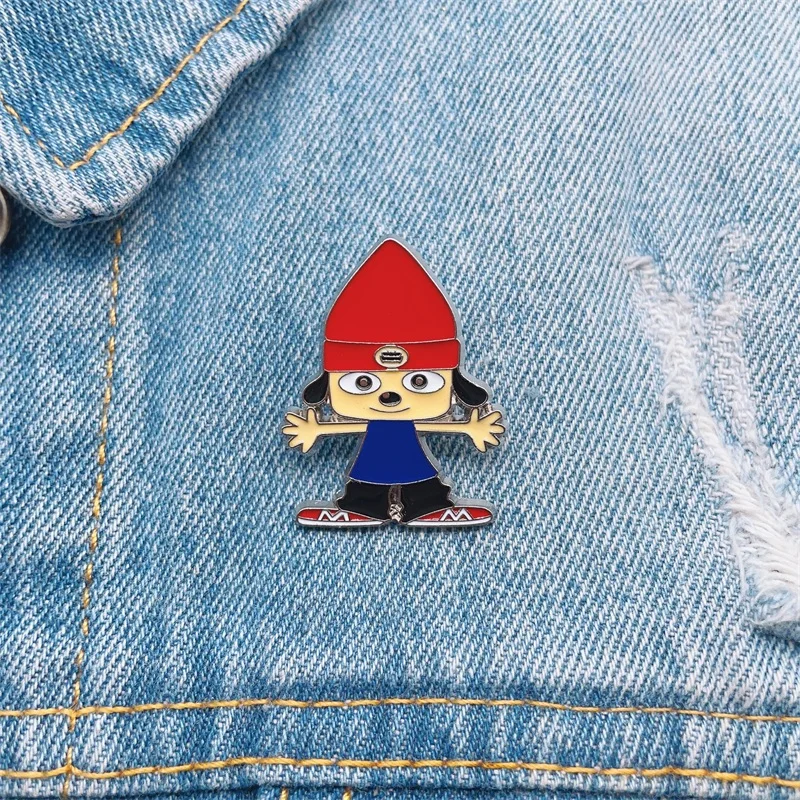 Creative European And American Rock Singer Enamel Brooch Red Hat Dog Alloy Pins Badge Personalized Jewelry Accessories Gift