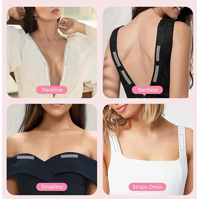 20pcs 양면 비밀 바디 접착 테이프 방수 드레스 천 테이프 안티 노출 유방 브래지어 스트립 안전 투명 란제리 테이프