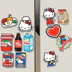 12Pcs Kawaii Can Chef Hello Kitty Refrigerator Magnet Cartoon Charm Milk Hello Kitty Refrigerator Magnet Decoration Gift