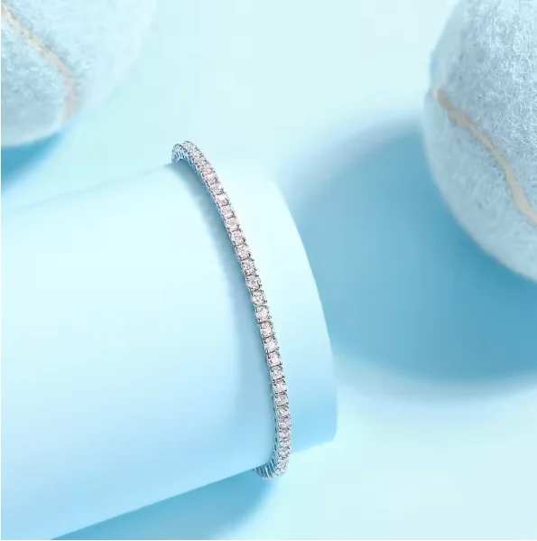 S925 Sterling Silver Moissanite Tennis Bracelet for Women Simple Row Design Elegant Sparkling Diamond Jewelry for Daily Wear