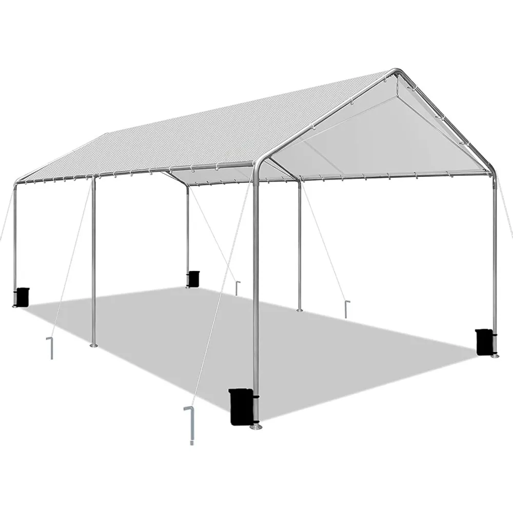 

Heavy Duty 10 X 20 Ft Easy to Assemble Metal Car Canopy Shelter with Reinforced Steel Cables, Outdoor Portable Garage for Car